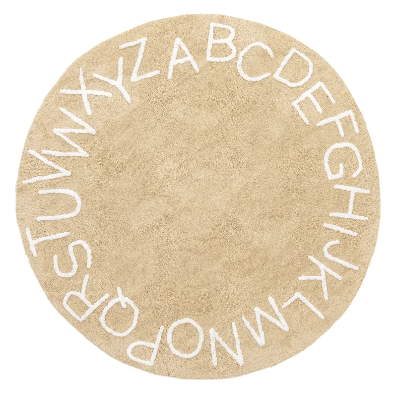 Alphabet Nursery Washable Rug | Tan