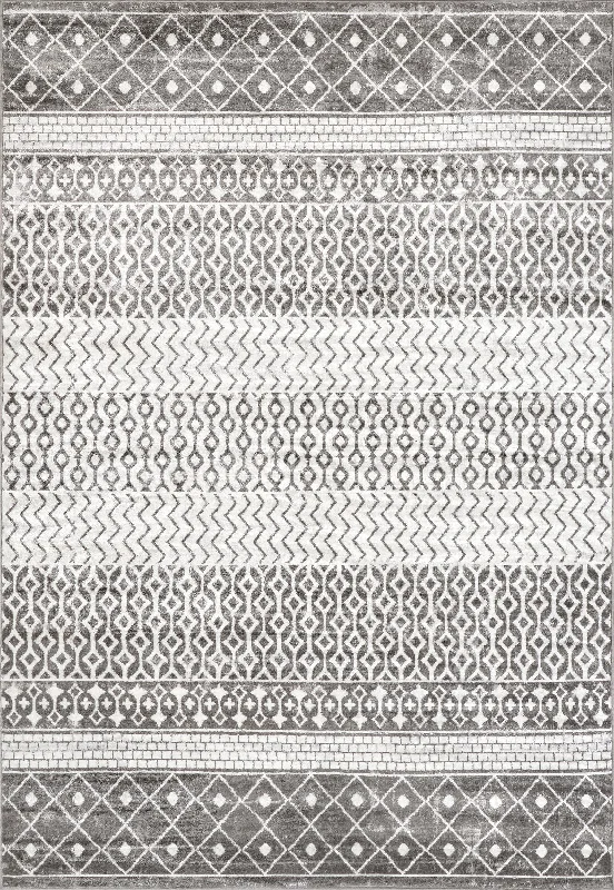 Annalise Trellis Stripes Rug | Grey