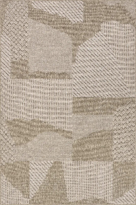 Ansley Abstract Collage Indoor/Outdoor Rug | Tan