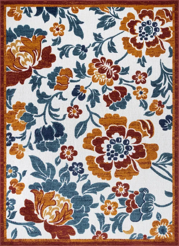 April Floral Garden Indoor/Outdoor Rug | Rust