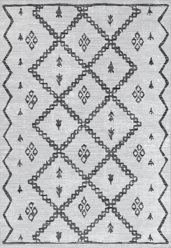 Beatrice Washable Trellis Rug | Ivory