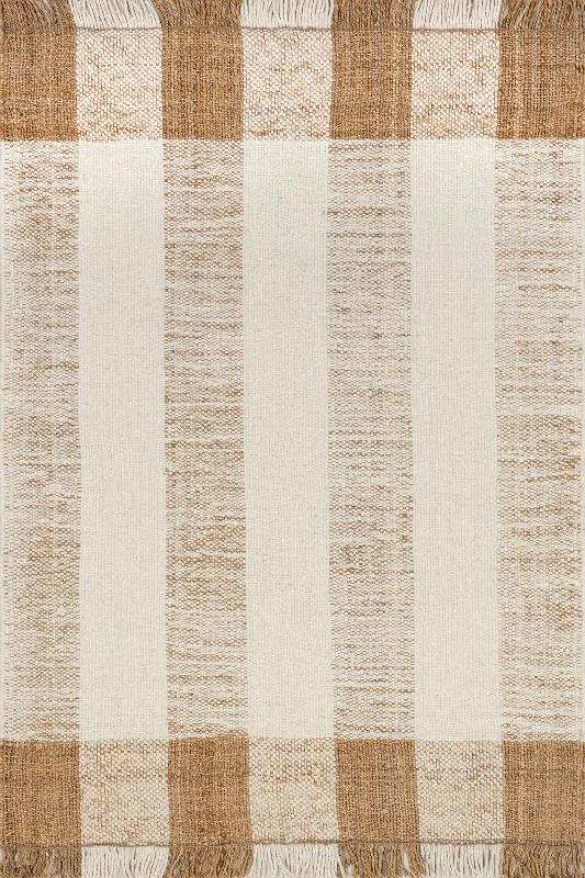 Benita Striped Tasseled Rug | Ivory