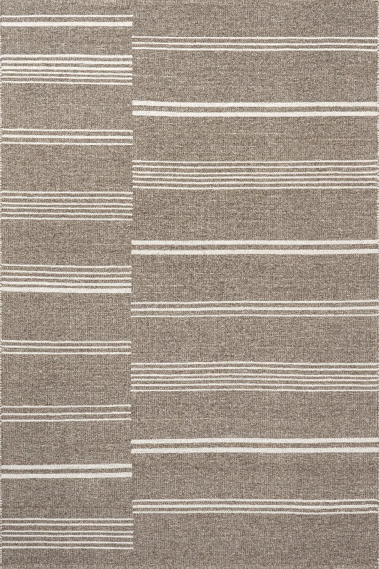 Birchwood Reversible Striped Wool Rug | Dark Beige