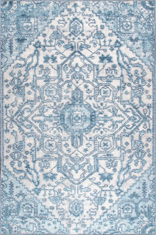 Broad Printed Medallion Rug | Light Blue