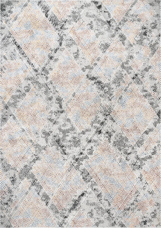 Crosshatched Lattice Rug | Light Grey