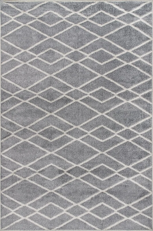 Denise Diamond Lattice Rug | Grey