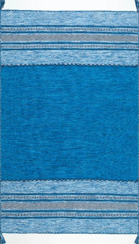 Diamond Banded Rug | Blue