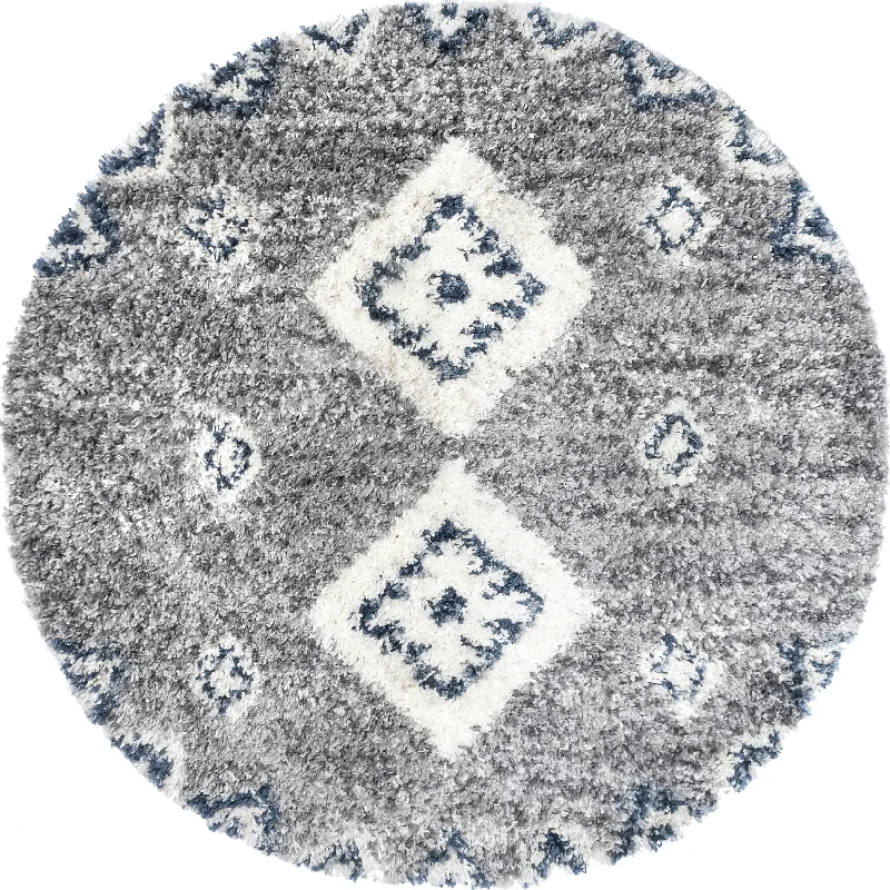 Diamond Totem Shag With Tassels Rug | Grey