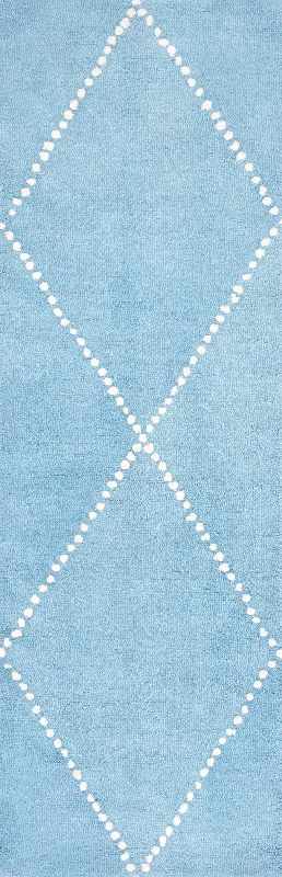 Dotted Diamond Trellis Nursery Rug | Aqua