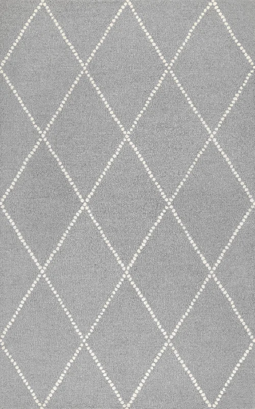 Dotted Diamond Trellis Nursery Rug | Light Grey