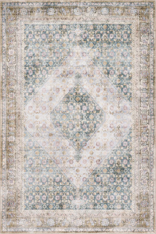 Elia Medallion Washable Rug | Teal