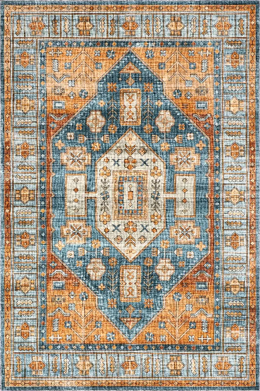 Florence Washable Vintage Medallion Rug | Blue