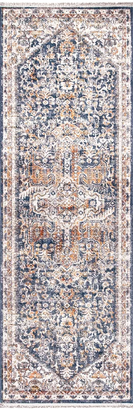 Idina Bordered Medallion Rug | Blue