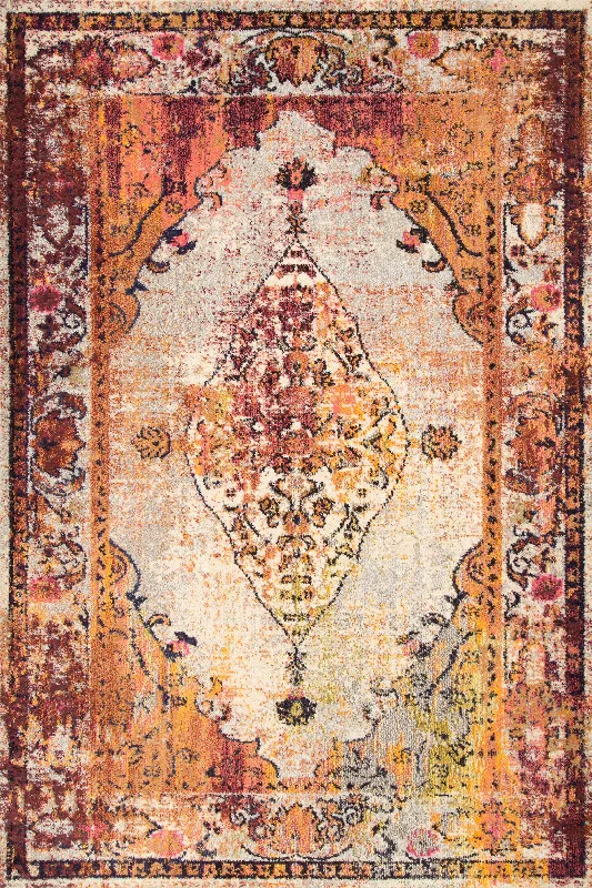 Iris Fading Oriental Medallion Rug | Burnt Orange