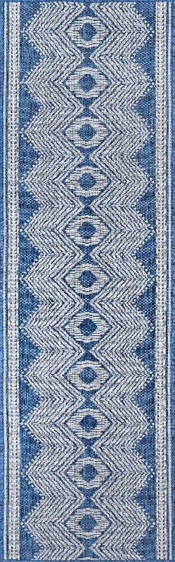 Iris Totem Indoor/Outdoor Flatweave Rug | Blue