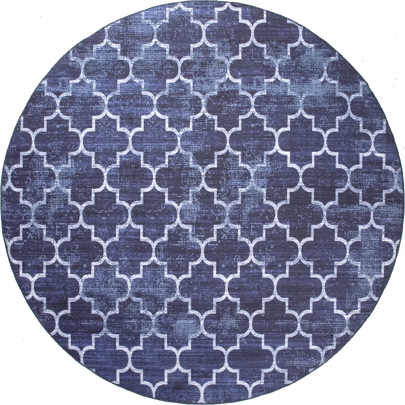 Isabelle Trellis Washable Indoor/Outdoor Rug | Dark Blue