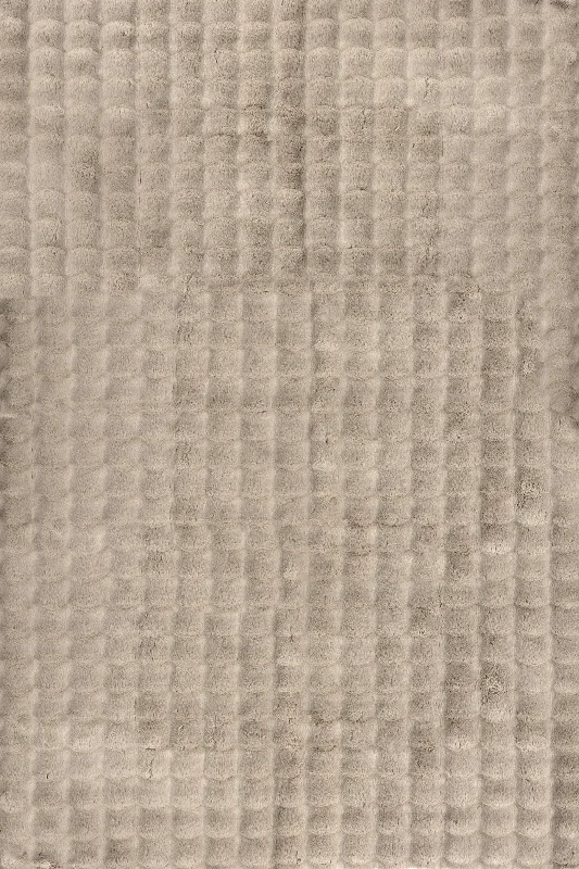 Ivana Checkered Plush Cloud Washable Rug | Taupe