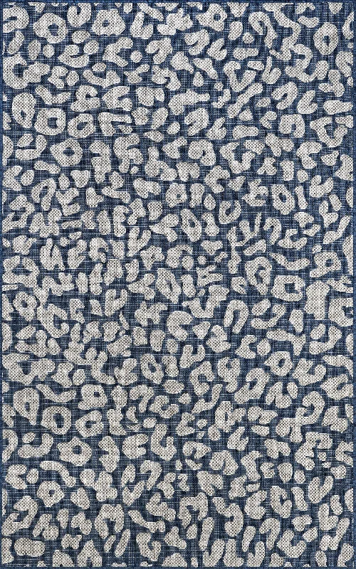 Jaelyn Leopard Spotted Indoor/Outdoor Rug | Blue