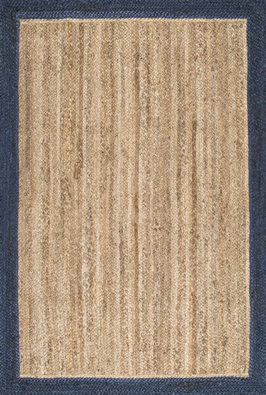 Jute Simple Border Rug | Dark Blue