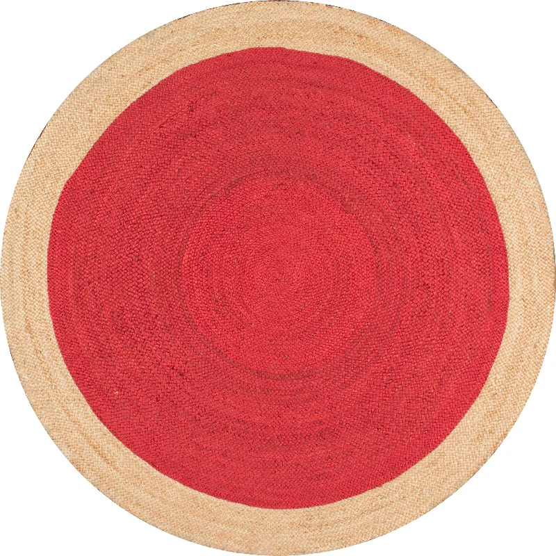 Jute Simple Border Rug | Red