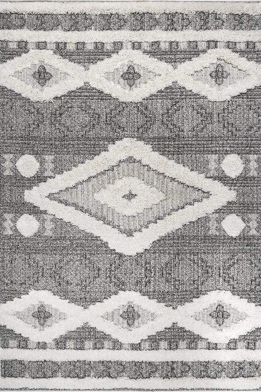 Louise Raised Diamond Rug | Grey