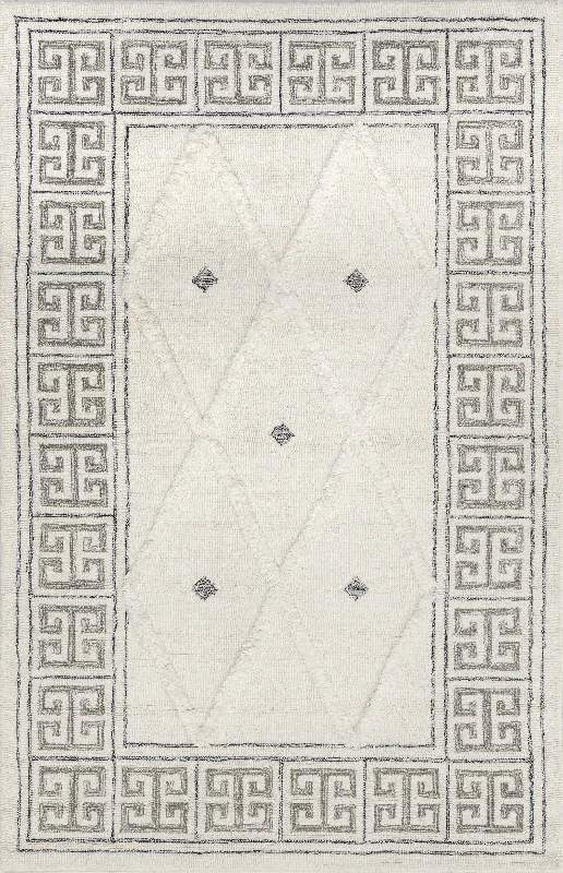 Lucinda Wool Bordered Trellis Rug | Ivory