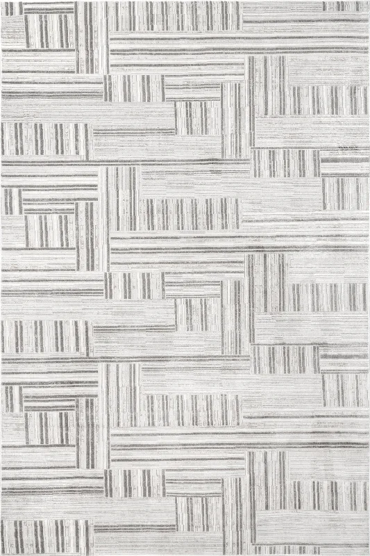 Lucy Abstract Pinstripes Rug | Grey