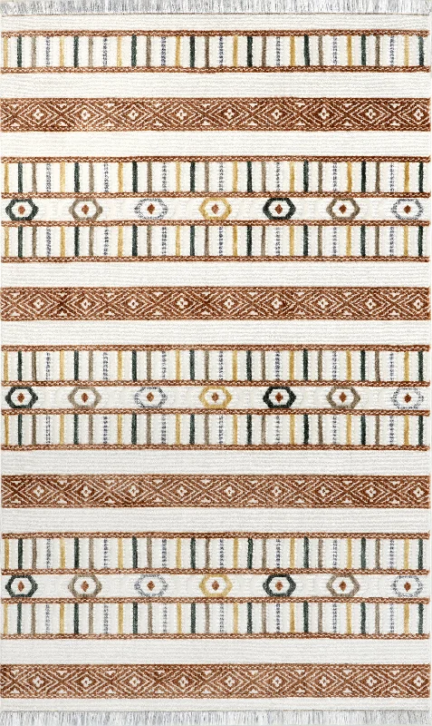 Marianne Iridescent Banded Rug | Orange