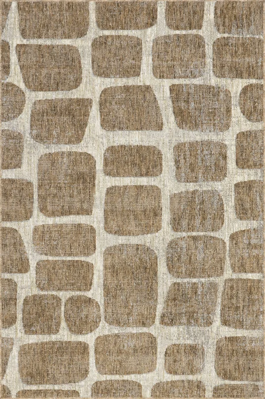 Noa Stepping Stones Geometric Rug | Light Brown