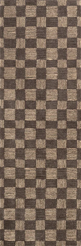 Quince Checked Wool Rug | Grey