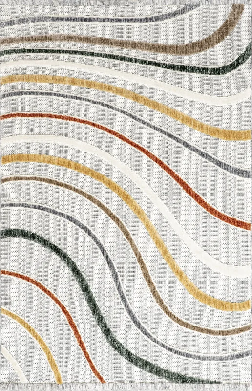 Reena Iridescent Curves Rug | Light Grey