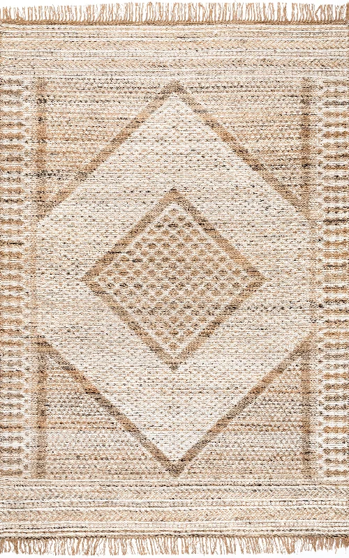 Rosa Wool-Blend Diamond Rug | Beige