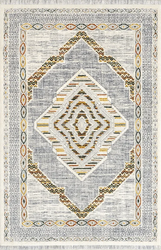 Sammy Iridescent Crosshatch Rug | Light Grey