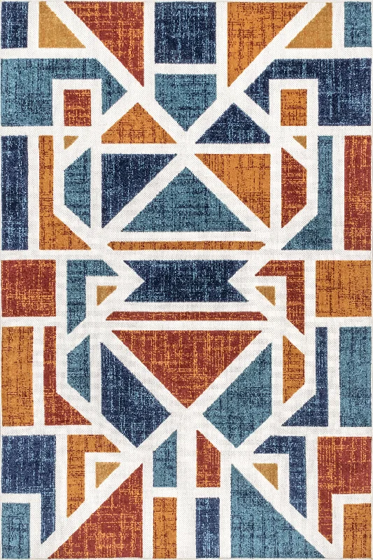 Sarah Abstract Indoor/Outdoor Rug | Rust