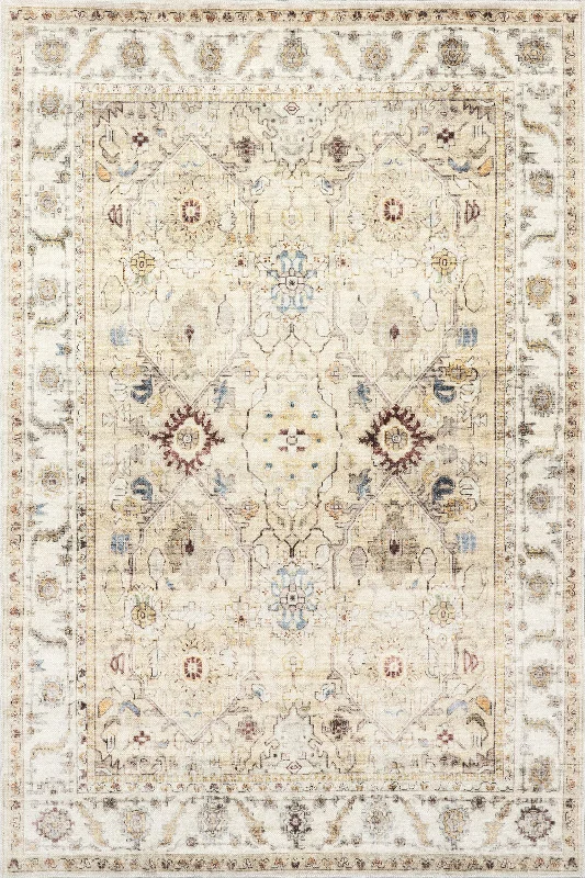 Sloan Vintage Floral Washable Rug | Beige