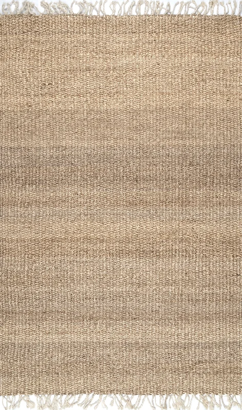 Solid Jute Tassel Rug | Natural