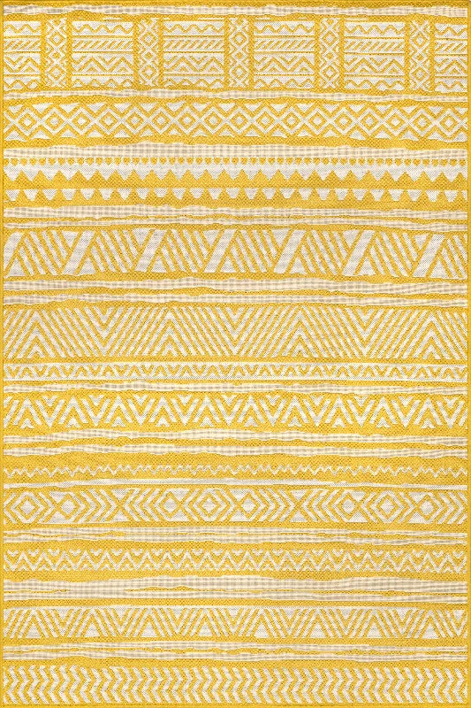 Striped Banded Indoor/Outdoor Rug | Yellow