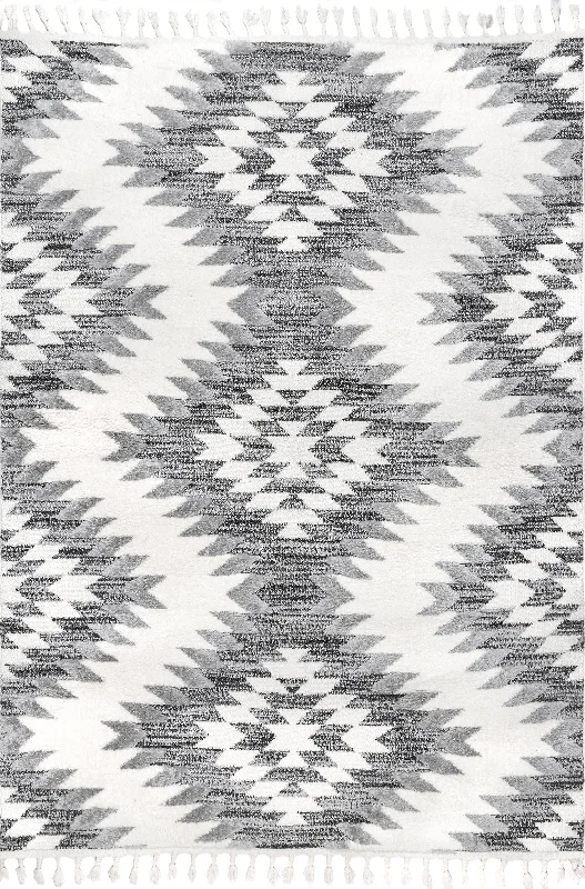 Valeria Aztec Textured Rug | Grey