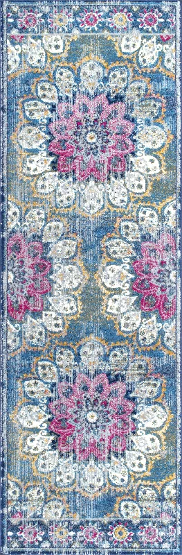 Withered Bloom In Bouquet Rug | Turquoise