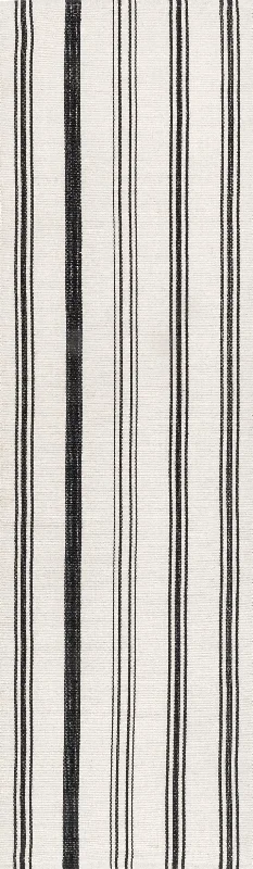 Yarrow Cotton Striped Rug | Ivory