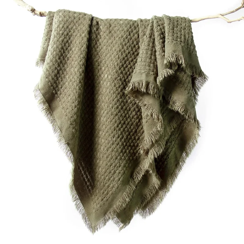 Green Throw Blanket For Couch - Soft Fall Farmhouse Boho Throws, Cozy Waffle Knit Small Lightweight Blankets And Throws With Tassels For Home Decor,Bed,Chair,Sofa (Olive Green,50*60 Inches)