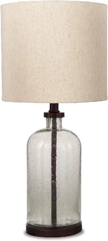 Bandile Modern Farmhouse 22.5" Seeded Glass Table Lamp, Bronze