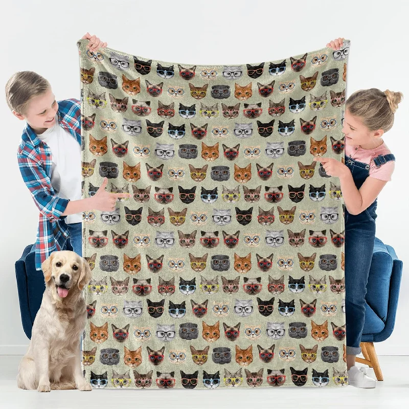 Cute Cat Blanket Kids Throw Blankets For Couch Sofa Travel Camping, 50''X40''