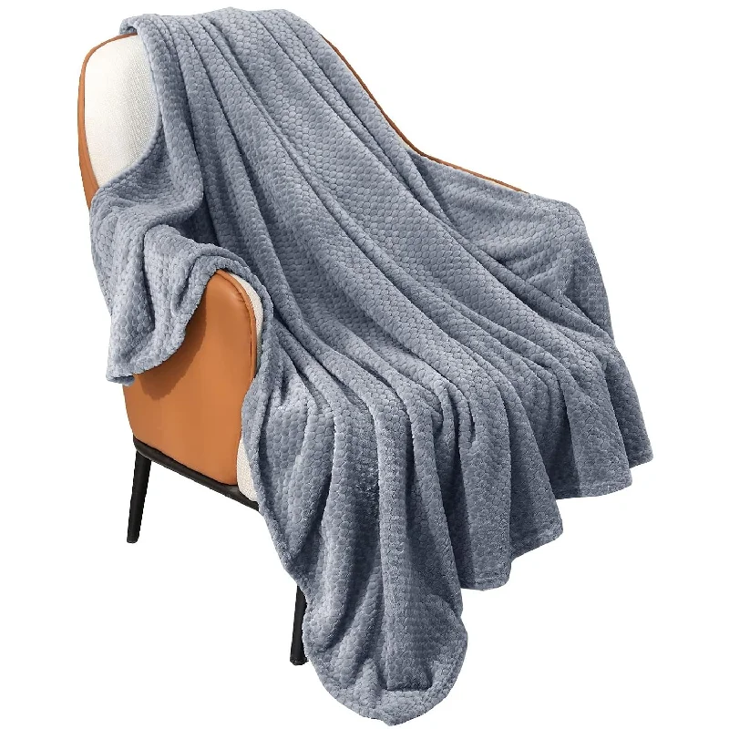 Fleece Blanket Throw Blanket Grey - 50" X 60" Throw Blankets For Couch, Sofa,