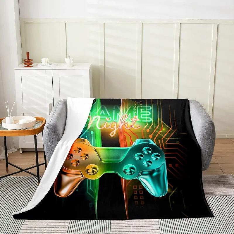 Gaming Fleece Throw Blanket,Kids Gamer Flannel Fuzzy Blanket For Bed Sofa Couc