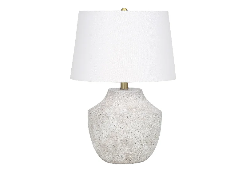 20" Cream Concrete Urn Table Lamp With Cream Empire Shade