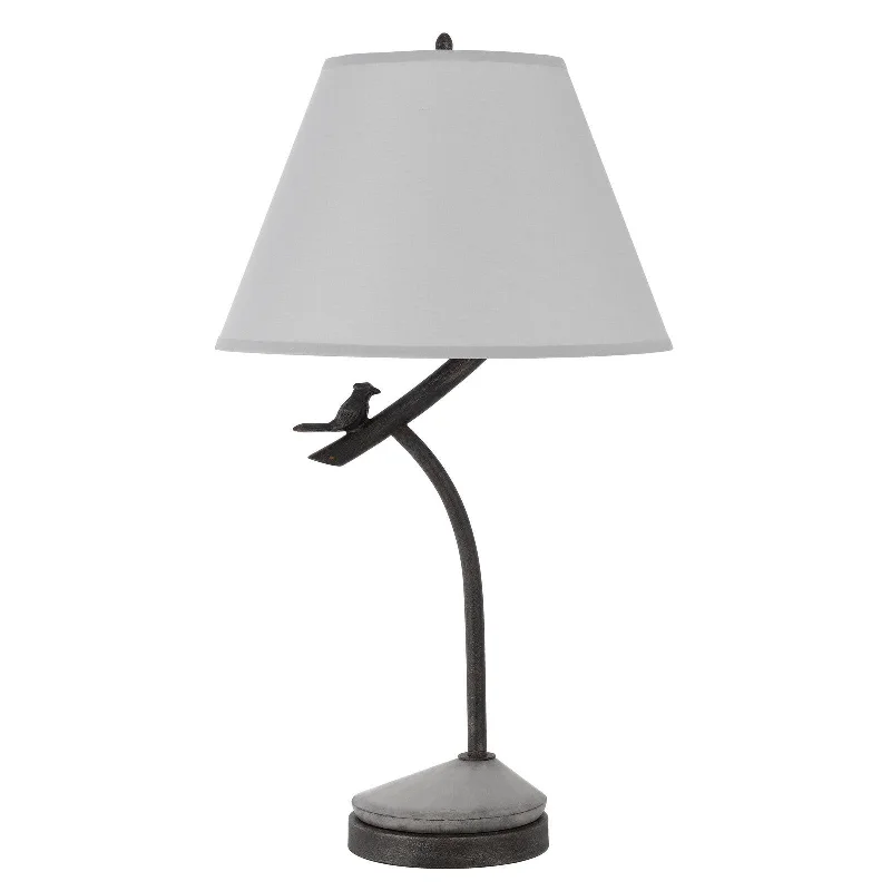 33" Charcoal Metal Novelty Table Lamp With Gray Empire Shade