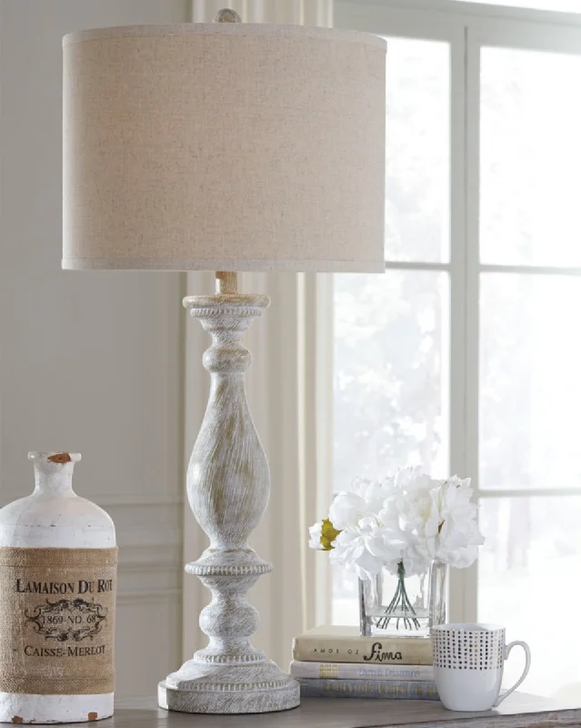 Bernadate Poly Table Lamp (2/CN) Whitewash by Ashley Furniture