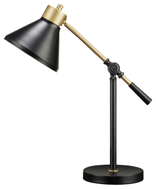 Garville Metal Desk Lamp (1/CN) Black/Gold Finish by Ashley Furniture