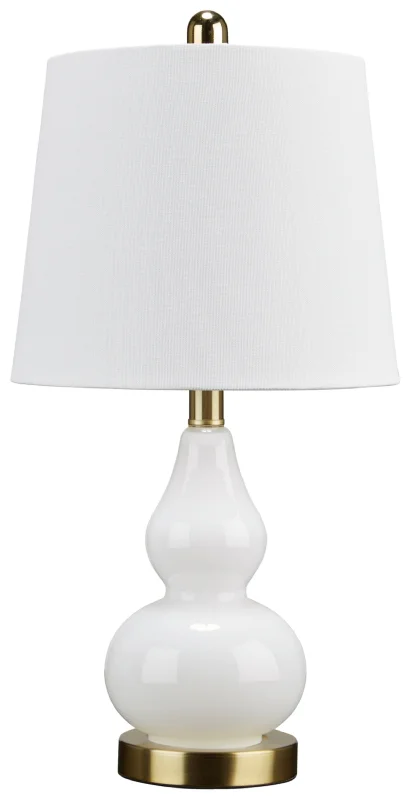 Makana White/Brass Glass Table Lamp